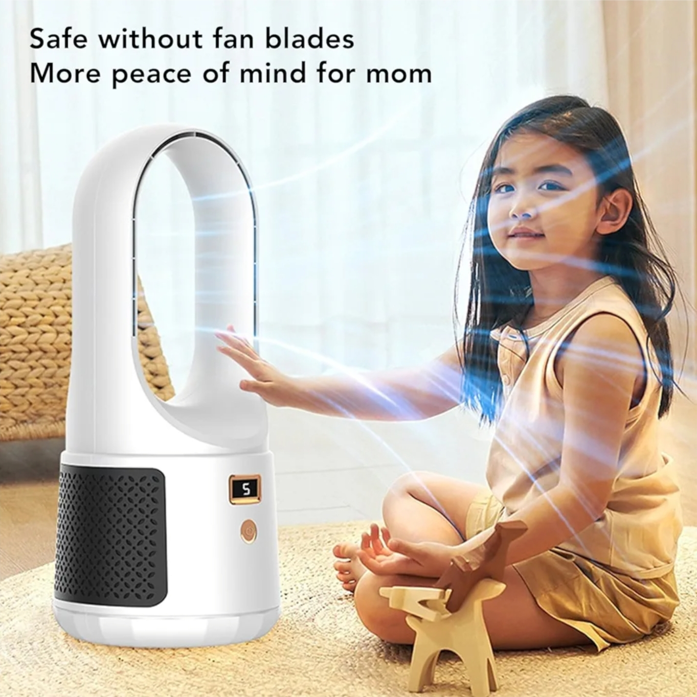 Portable Bladeless Fan - USB Silent Desktop Fan - 6 Wind Speeds