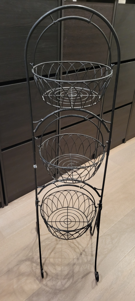 Black Three-Tier Wire Basket Stand