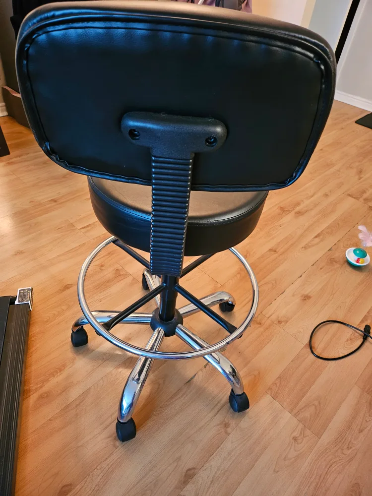 Black rolling adjustable height stool image indicator(2)