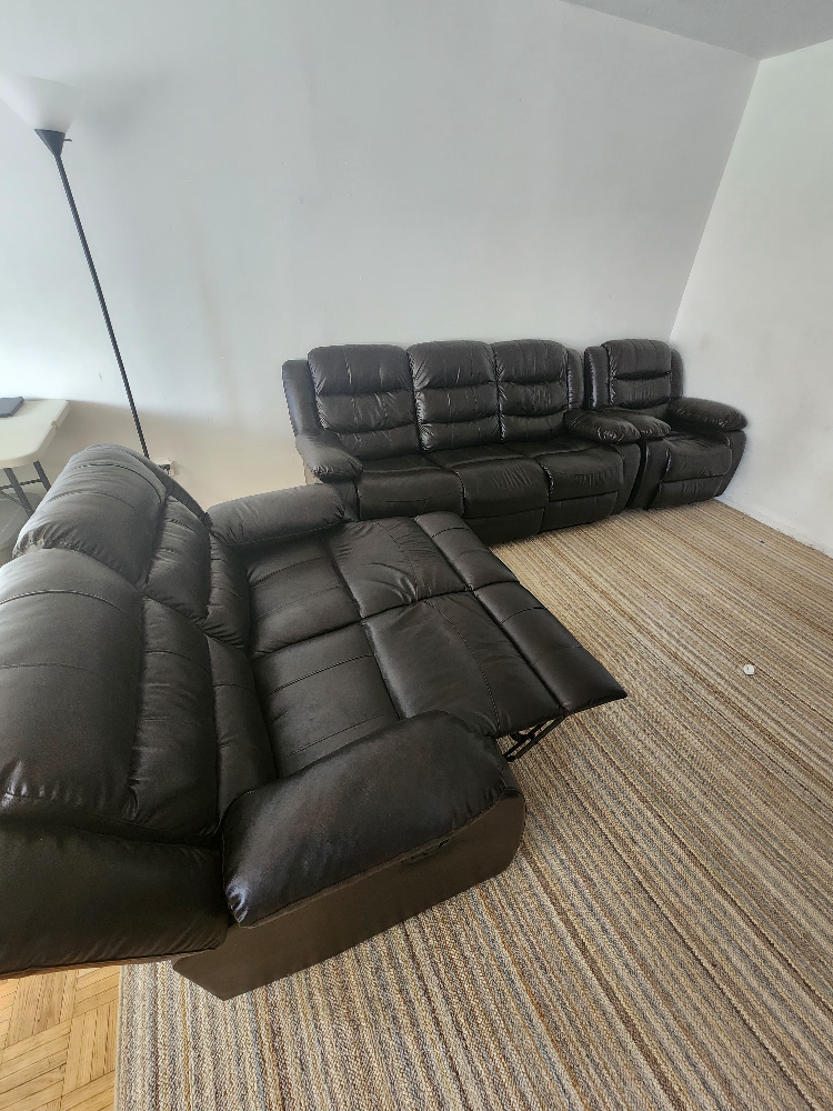 Brown Leather Reclining Sectional Sofa