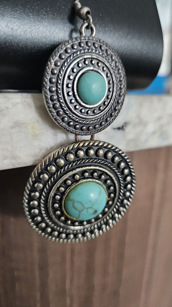 NEGOTIABLE - Silver Tone Turquoise Dangle Earrings - photo 3