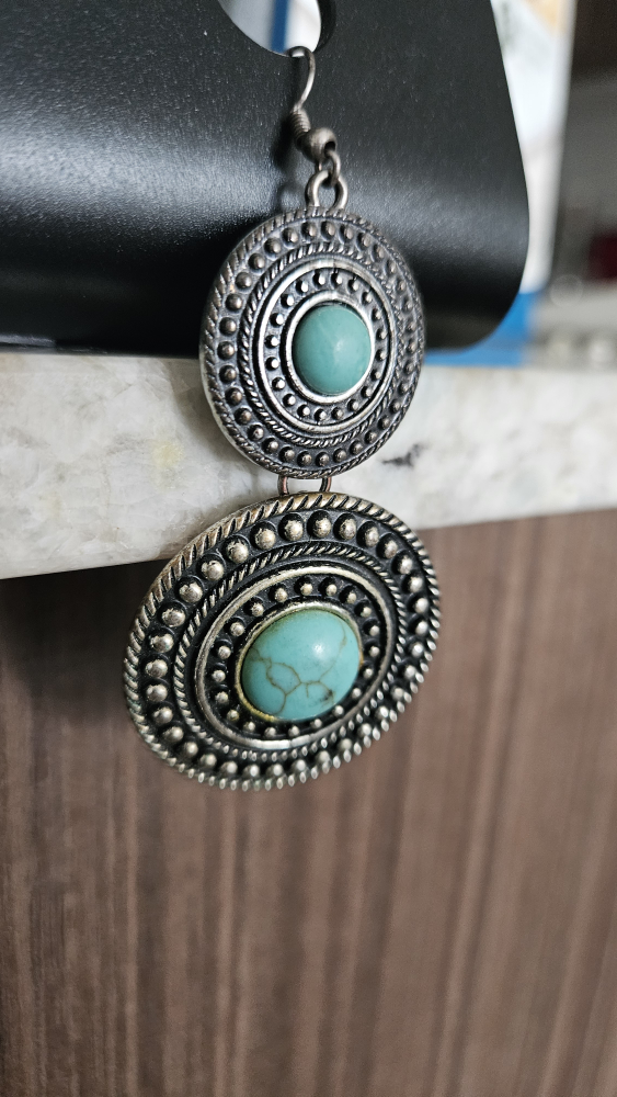 NEGOTIABLE - Silver Tone Turquoise Dangle Earrings - photo 4