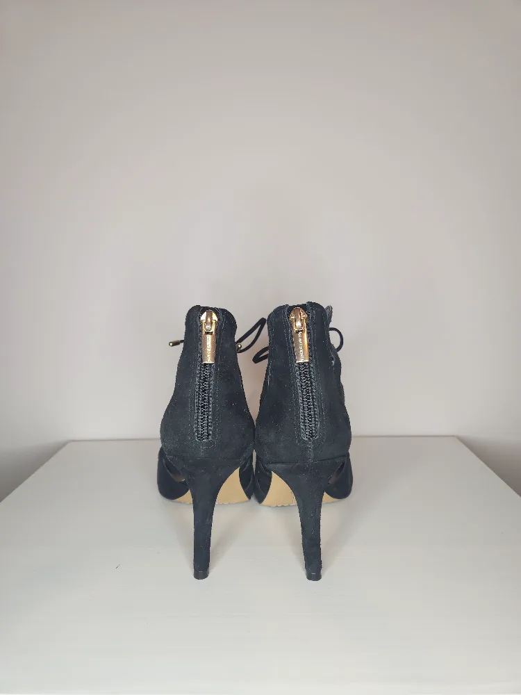 Vince Camuto Black Suede Cut-Out Heels with Lace-Up Detail image indicator(5)