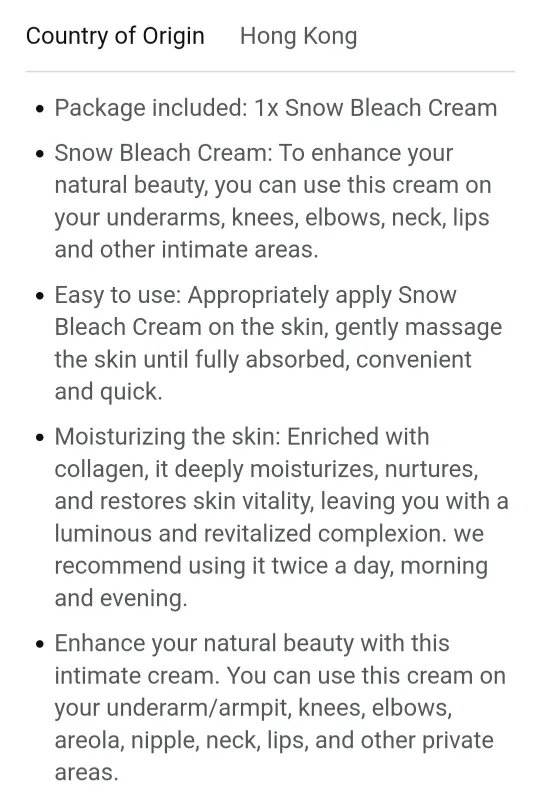 Snow Bleach - Intensive Whitening Cream for Face and Body✨️😌 image indicator(5)