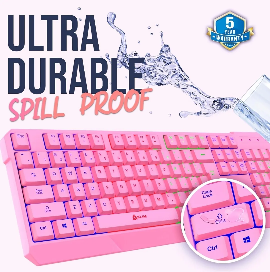 KLIM Chroma RGB Wireless Keyboard - Quiet, Durable, Pink image indicator(8)