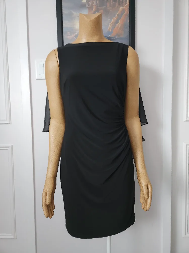 Chaps Black Chiffon Overlay Dress image indicator(2)