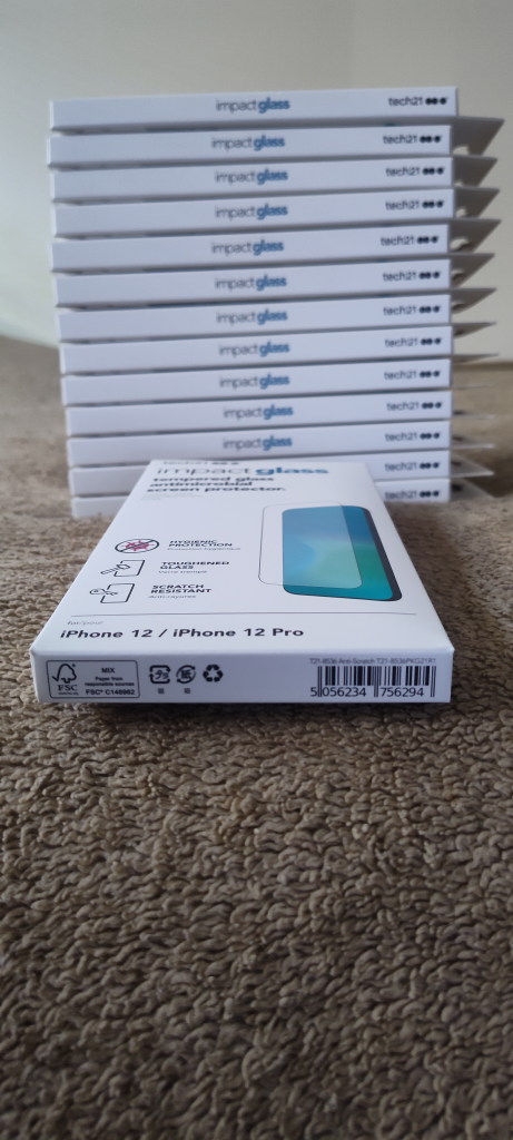 Bulk Tech21 Impact Glass Screen Protectors for iPhone 12/12 Pro