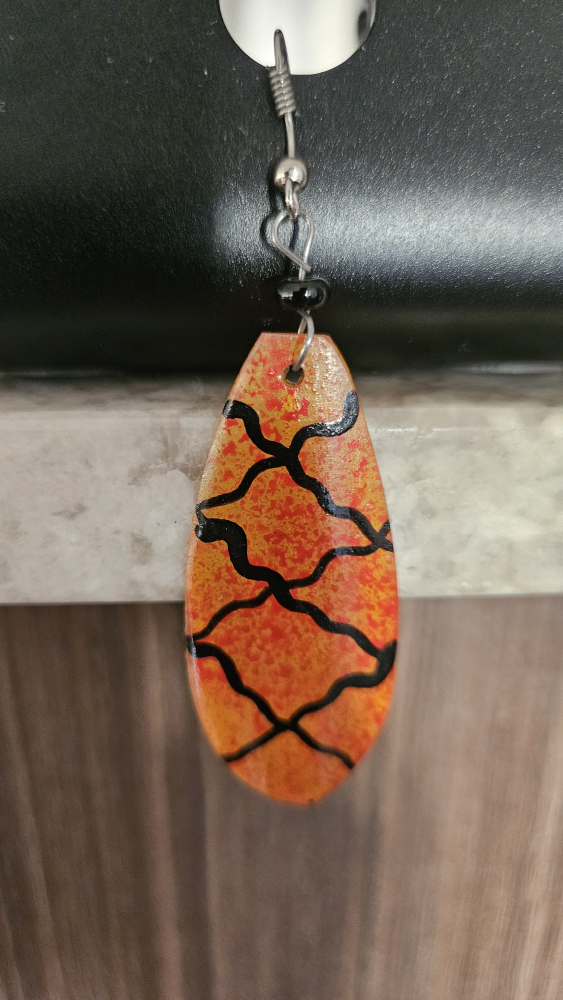 Orange and Black Coral Earrings - photo 2
