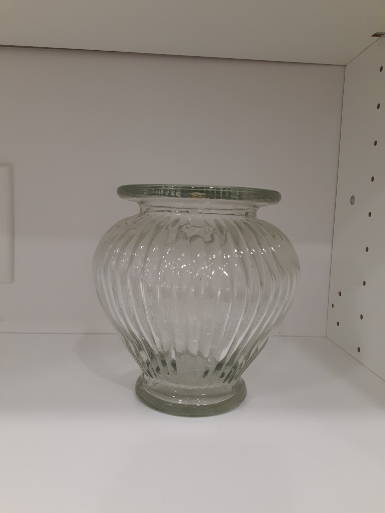Clear Glass Ribbed Vase