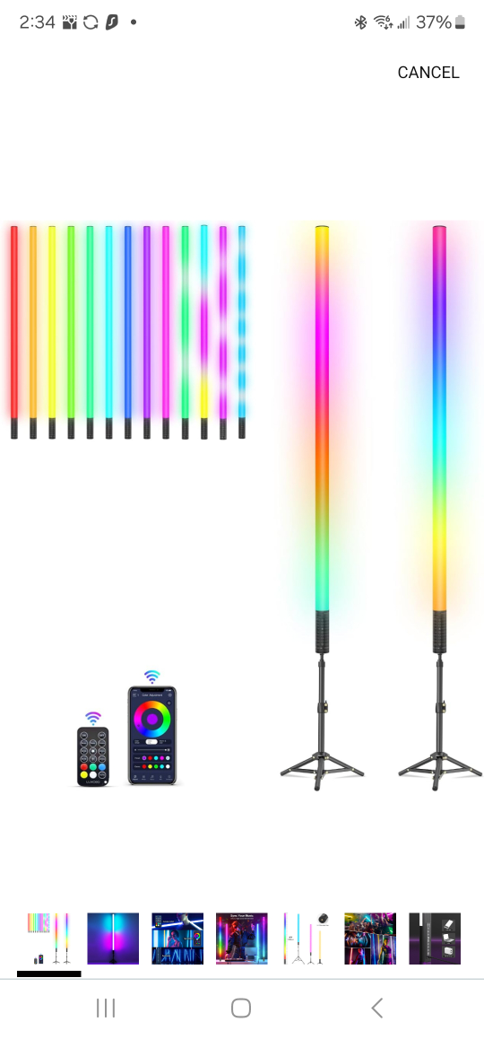 Luxceo 2-pack RGB LED Light Stick with Tripod and Remote