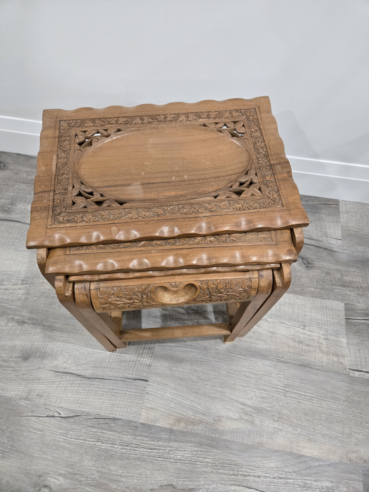 Vintage Wooden Nesting Tables Set of Three