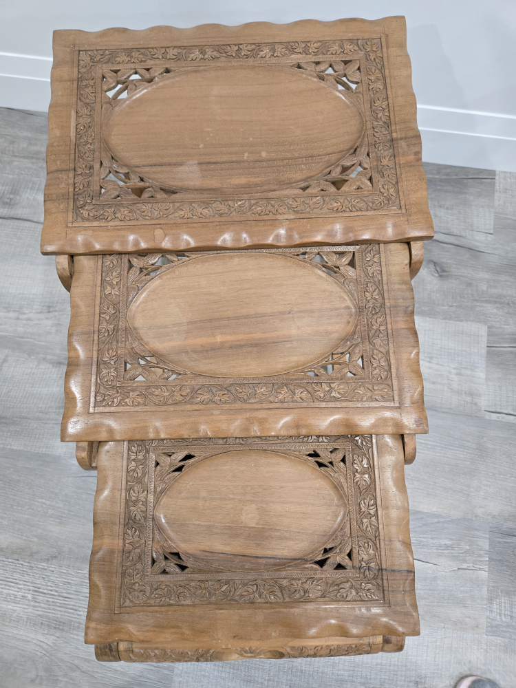 Vintage Wooden Nesting Tables Set of Three - photo 2