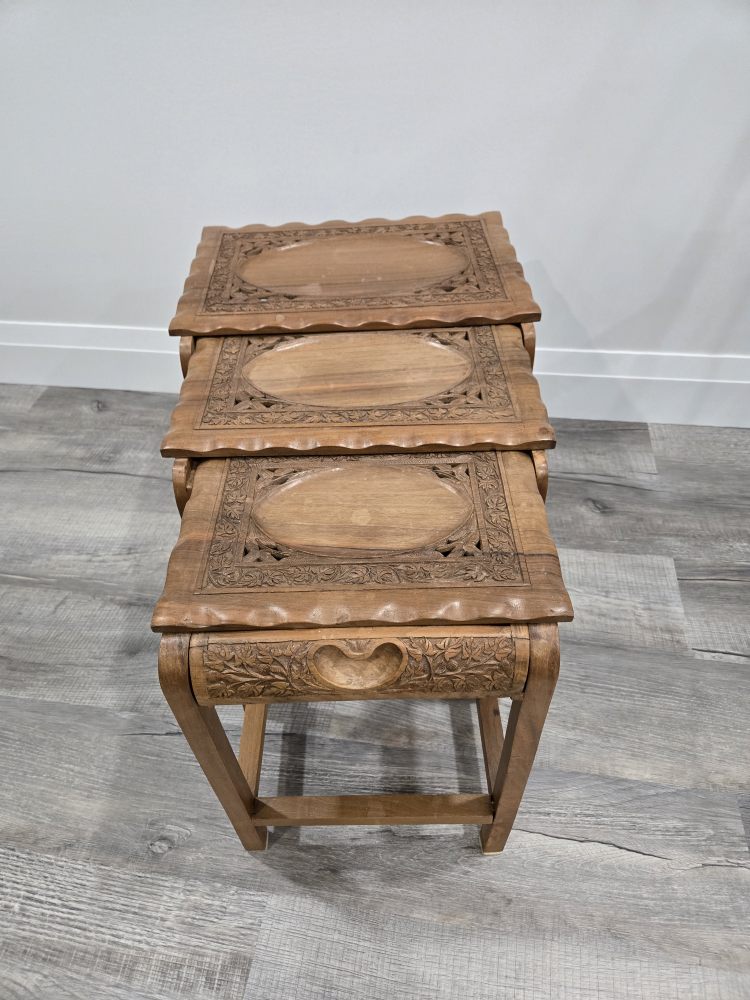 Vintage Wooden Nesting Tables Set of Three - photo 3