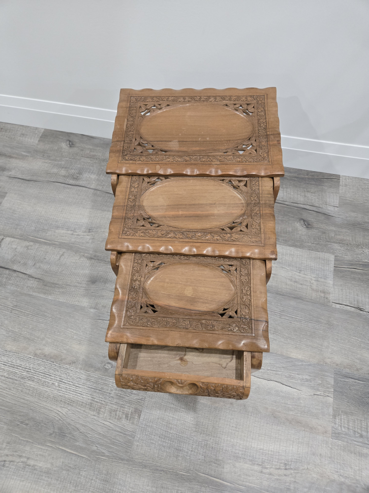 Vintage Wooden Nesting Tables Set of Three - photo 4