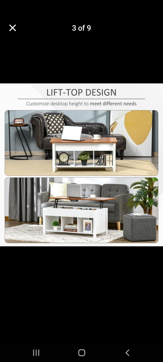 Lift Top Coffee Table w/ 3 Shelves & Hidden Storage Compartment - photo 2