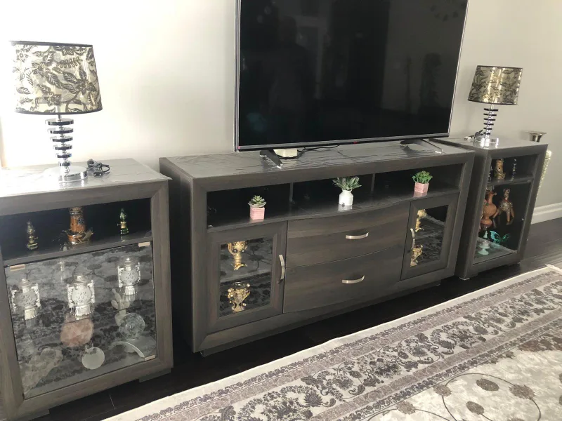 Dark Grey Entertainment Center with Two Side Cabinets image indicator(2)