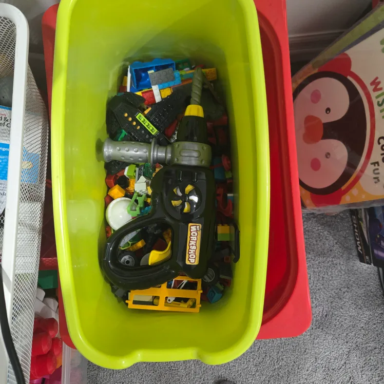 Large Lot of Building Blocks and Toy Drill image indicator(2)