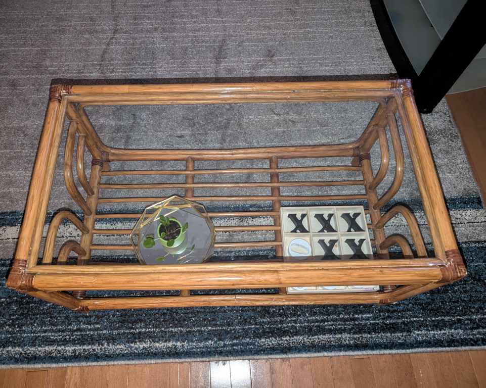 Rattan and Glass Coffee Table - photo 2