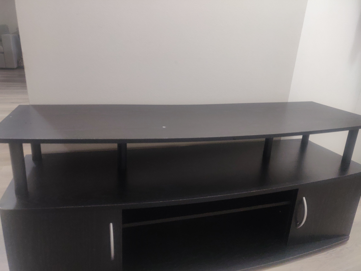 Black TV Stand with 2 closed compartments