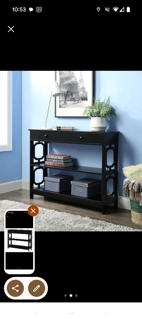 Black Console Table with Shelves image indicator(2)