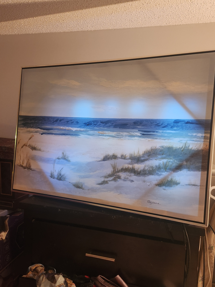 🏆 Large Lit Ocean Scene Canvas Painting