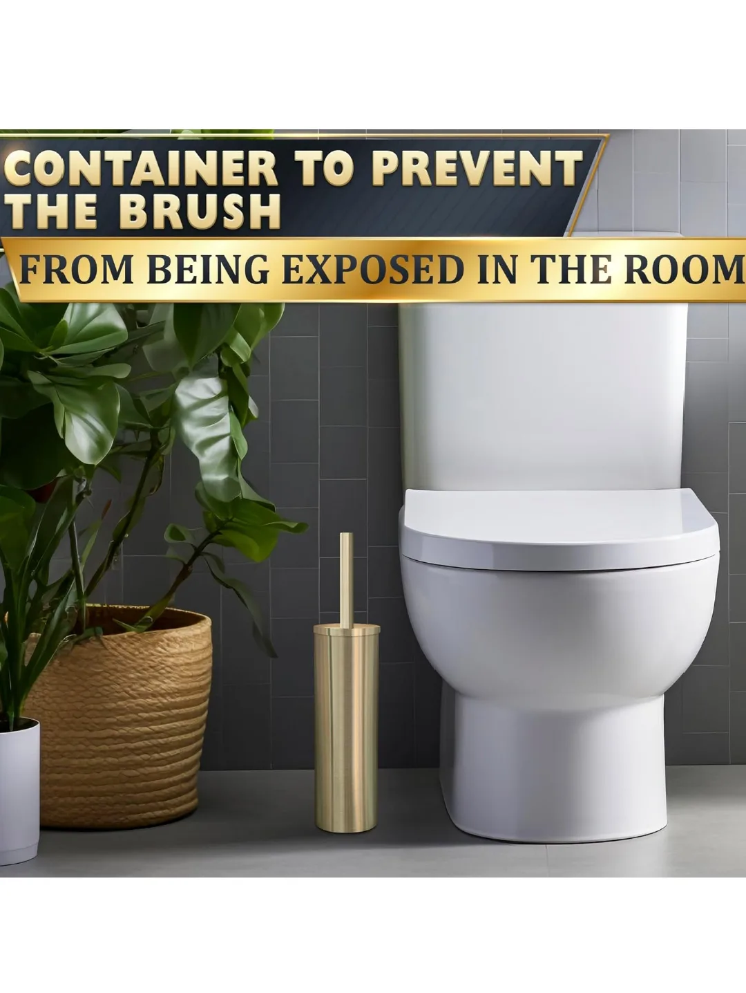 Gold Toilet Brush and Holder Set image indicator(9)