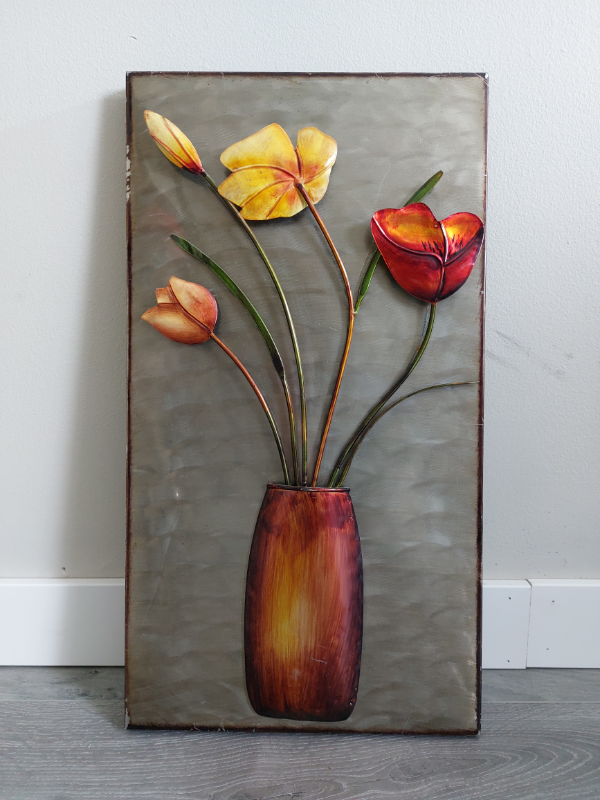 Metal Wall Art - Floral Bouquet in Vase