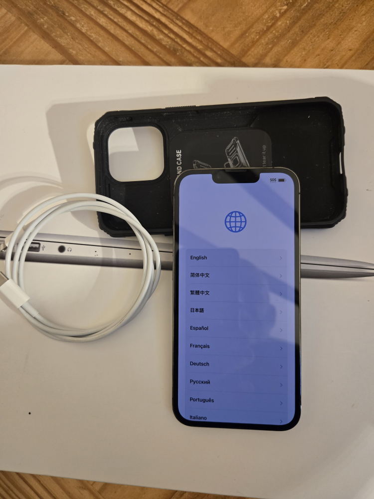 iPhone 13 Pro  with Case and Cable