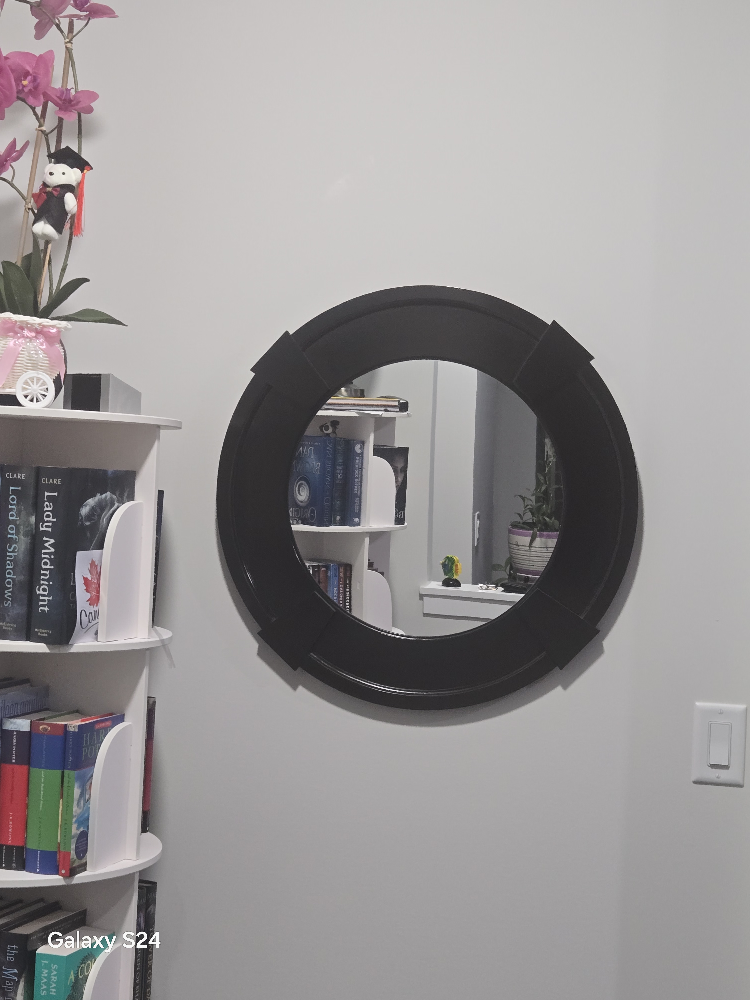 Round Black Framed Wall Mirror - photo 3