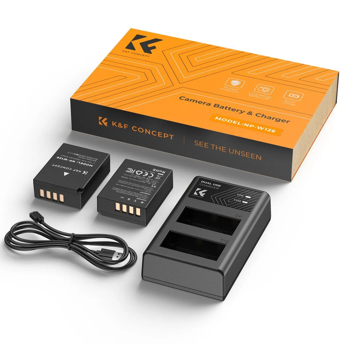 K&F Concept NP-W126S Battery and Charger 1300mAh for Fujifilm thumbnail
