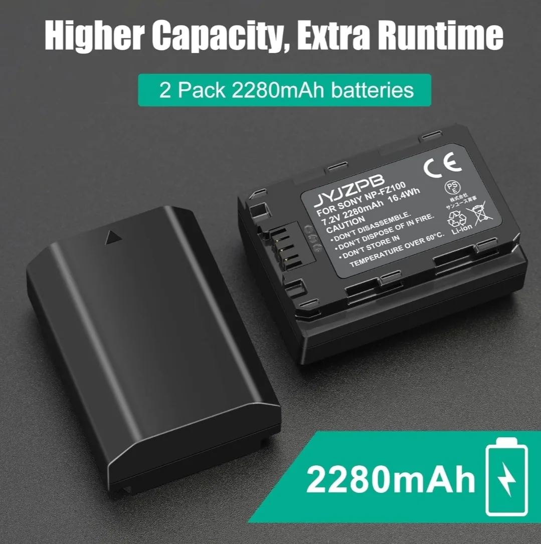 2280mAh NP-FZ100 Battery & Dual USB Charger for Sony A7 Series image indicator(7)