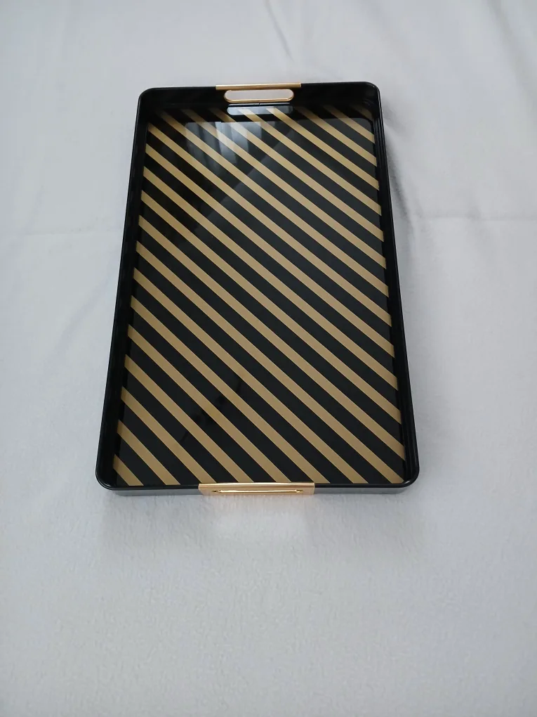 Black and Gold Serving Tray.  Made in Italy by MB.  New image indicator(2)