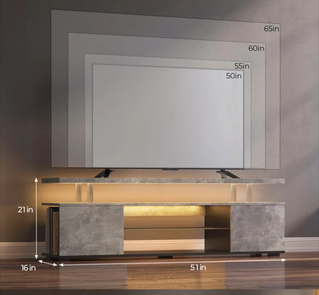 LED TV stand, grey with black -New in Box image indicator(2)