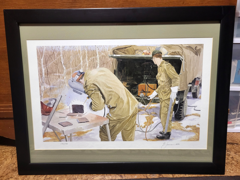 Framed Geoffrey Jamieson Military Watercolor Print