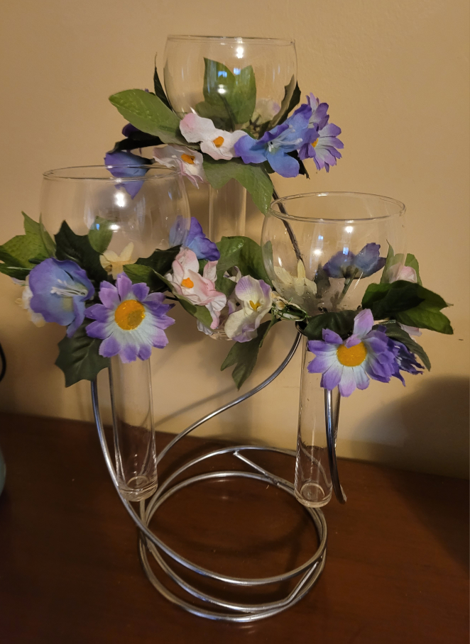 Triple Votive Candle Holder with Floral Accents