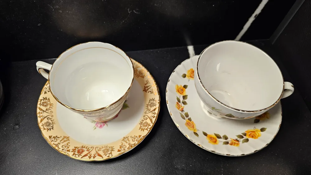 Vintage Tea Cups and Saucers Set of Two image indicator(2)