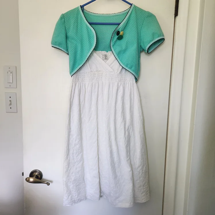 White Dress with cropped mini jacket image indicator(5)