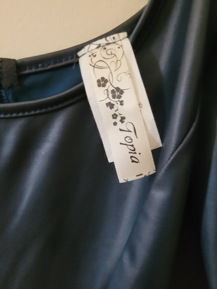 Black Faux Leather Dress with Puff Sleeves - photo 5