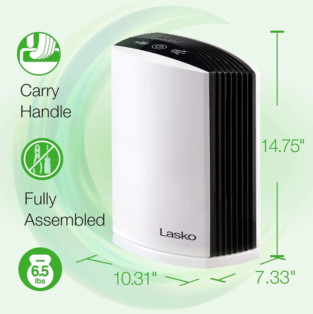 Lasko LP200 HEPA Air Purifier with Timer, 2-Stage Filtration image indicator(9)