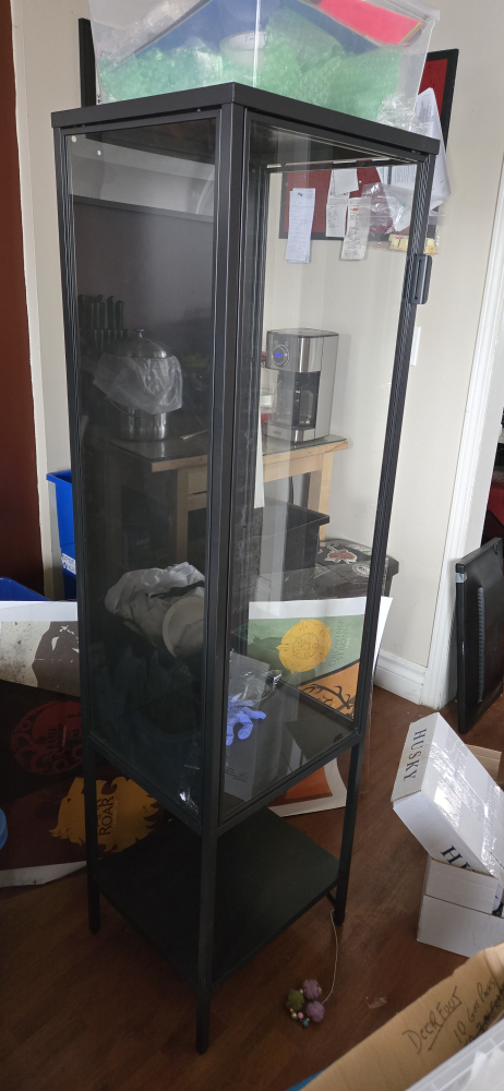 Black Metal and Glass Display Cabinet
