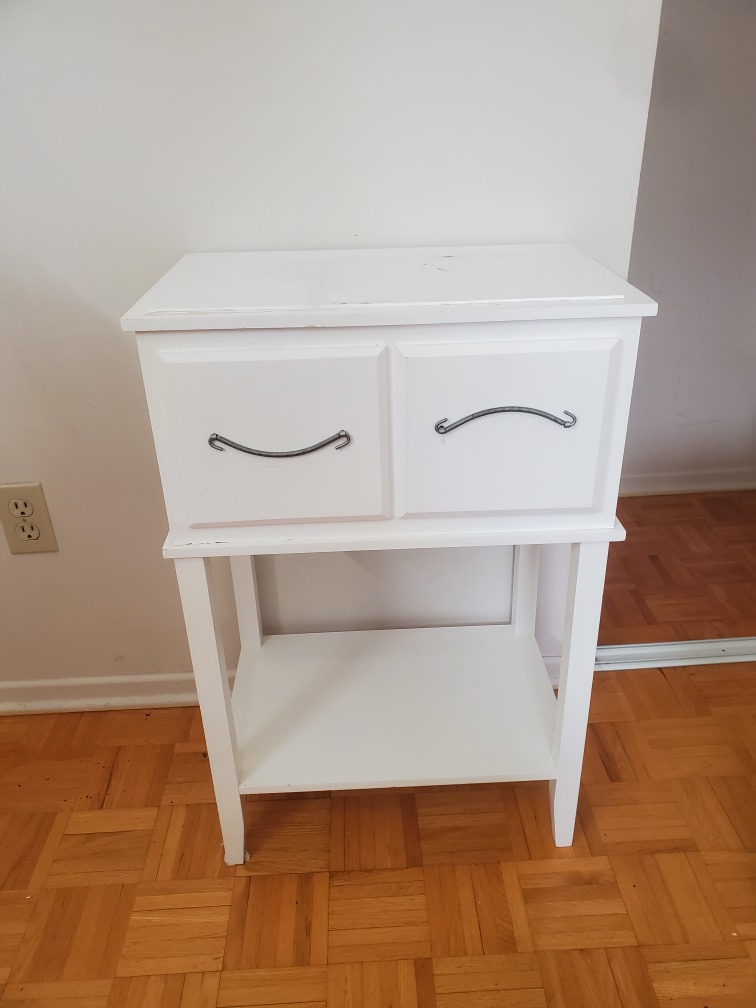 White Two-Drawer Side Table with Shelf