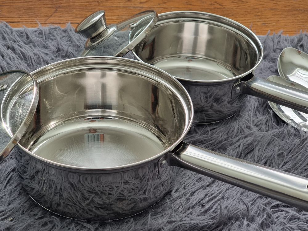 Stainless Steel Cookware Set with Glass Lids and Utensils - photo 2