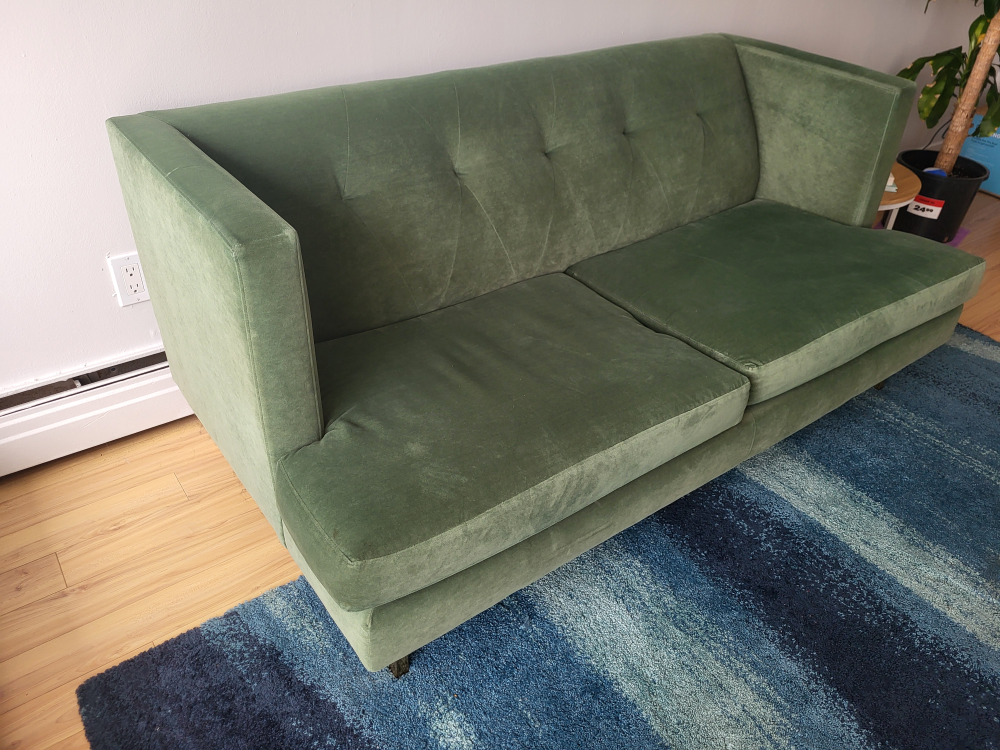 CB2 Green Velvet Sofa - photo 3