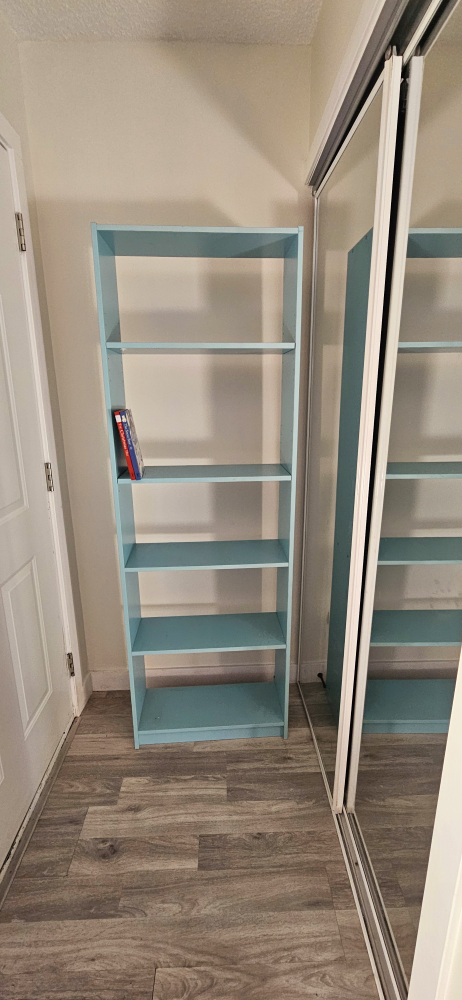 Light Teal 5-Shelf Bookcase