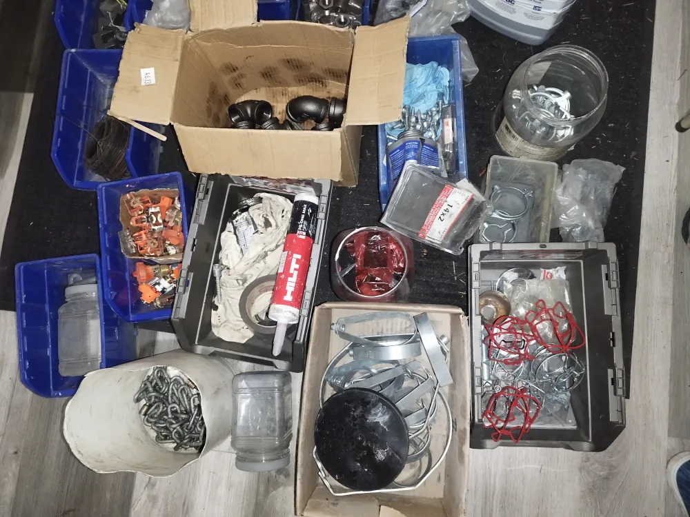 Lot of assorted hardware and plumbing supplies image indicator(5)