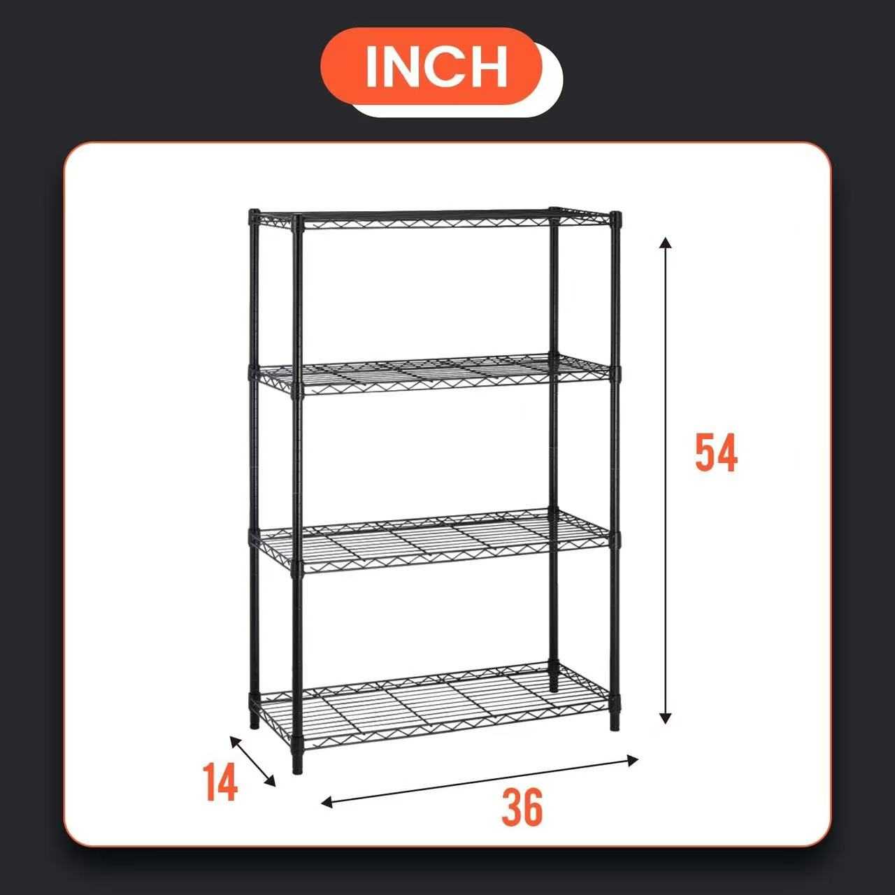 Metal Wire Shelving Unit - 4 Tier Storage Rack