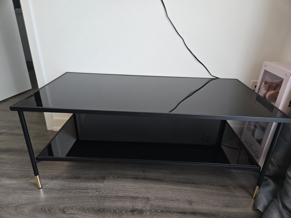 Ikea black glass coffee table