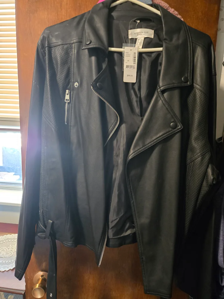 Addition Elle Black Leather Moto Jacket - Size 3X image indicator(2)