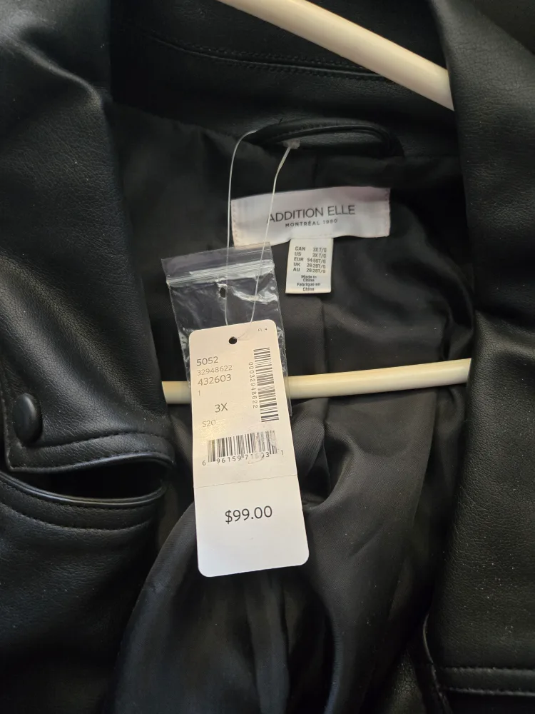 Addition Elle Black Leather Moto Jacket - Size 3X image indicator(3)