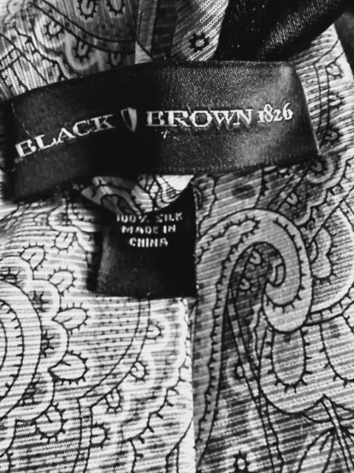 👉🇨🇦 👔 Black Brown 1826 Silk Designer Tie 3" wide image indicator(3)